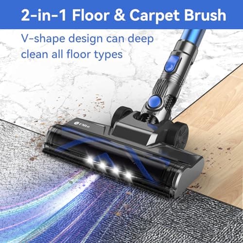 UML0 Cordless Vacuum Cleaner, 8-in-1 Lightweight Stick Vacuum with Powerful Suction, 40 Mins Max Runtime, Rechargeable Vacuum Cleaners for Home/Hardwood Floor/Carpet/Pet Hair (Indigo) 8
