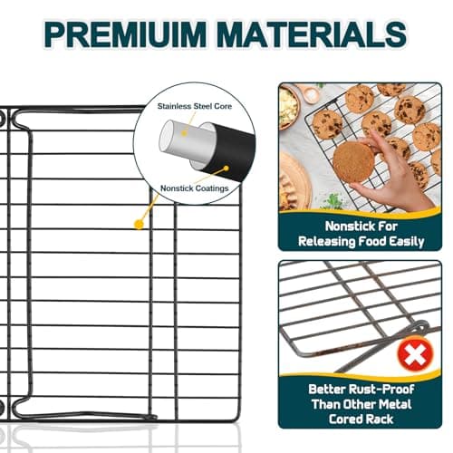 P&P CHEF Cooling Rack, 5-Tier Stainless Steel Stackable Baking Cooking Racks for Cooling Roasting Grilling, Collapsible & Heavy Duty, Oven Safe & Easy Clean, 15" x 10", Black 5
