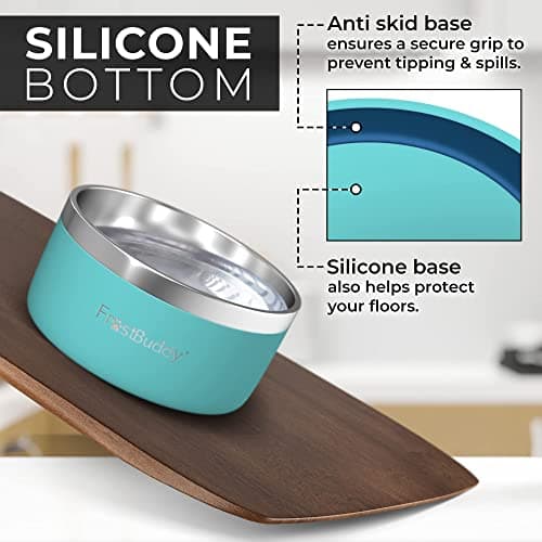 Frost Buddy | Dogbowls - Stainless Steel Vacuum Insulated Bowl - Non-Slip Bottom - Holds 5-12 Cups of Water or Food - for Large Pets(Aqua-, 64 OZ) 5