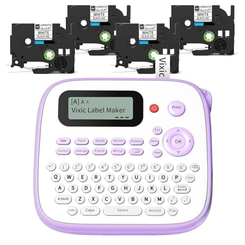 Vixic Label Maker Machine with Tapes, D210S Portable Label Maker, Label Machine with USB-C to Stay Powered, Labeler Features Chain Print to Reduce Label Wastes for Home Kids Items Office Organization
