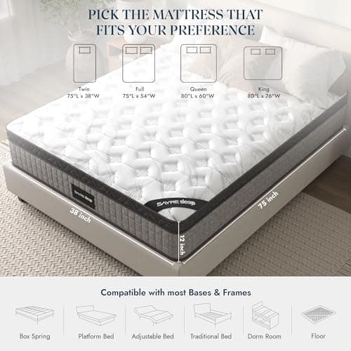 SAYRE SLEEP 10 Inch Queen Mattress, Medium Firm Hybrid, Cooling and Breathable Layers, Lumbar and Shoulder Support, Motion Isolation, Fiberglass Free, Luxury Hotel Collection (Olympic Queen, 10) 6