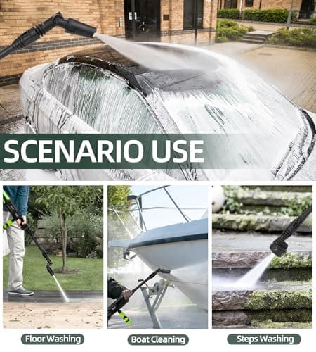 KlrSwp Upgrade 1200PSI Cordless High Pressure Washer Gun for Car, Home Cleaning & Garden Watering, black-orange 7