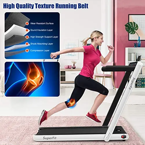 GYMAX Walking Pad, 2.25HP Dual Display Foldable Treadmill for Home with Remote/Smart App Control, Portable Compact Treadmill for Office Under Desk, Folding Running Machine for Small Spaces (White) 6