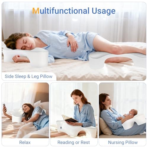 Wattne Side Sleeper Pillows with Arm Holes- Memory Foam Shoulder Pillow for Side Sleepers Neck Support & Rotator Cuff Pain Relief, 2PCS Pillowcase, Ergonomic Knee, Leg, Arm Pillow for Adults (Grey) 6