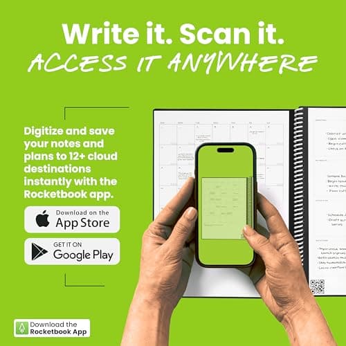 Rocketbook Fusion Hybrid Reusable Planner and Notebook in One, Additional Blank Pages, Goal and Project Tracker, Undated Planner, Letter Size 8.5x11, Black (Pack of 1) 6