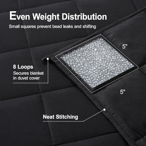 Lofus Weighted Blanket for Adults 15 lbs 60"x 80" Queen Size, Breathable All-Season Weighted Heavy Blankets, Soft Microfiber with Premium Glass Beads for Sleeping, Black 5