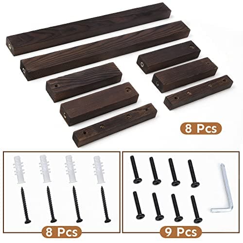 HULISEN Wooden Towel Rack for Bathroom, 18.8 Inch Wall Mounted Towel Holder with Installation Tool, Decorative Pine Towel Shelf for Rolled Towels Organizer & Blanket Storage (Brown) 8