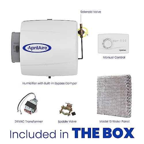 AprilAire 500M Whole-House Humidifier, Manual Compact Furnace Humidifier, Large Capacity Whole-House Humidifier for Homes up to 3,600 Sq. Ft., White 5