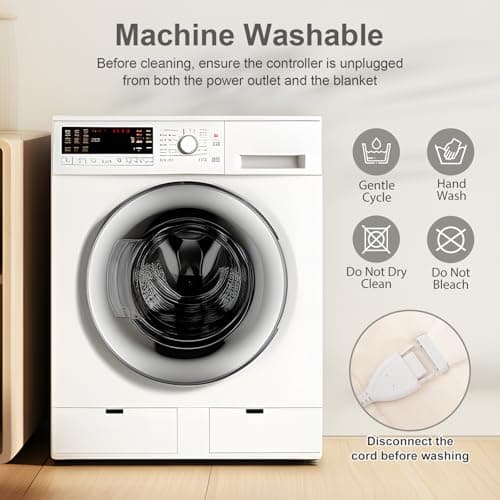 FVERWAG Heated Blanket Queen Size - 84" x 90" Electric Blanket with 5 Heat Settings, Double Zone Heating, 10 Hrs Auto Off, Overheat Protection, Washable Heating Blanket, Gifts for Grandma, Grey 7