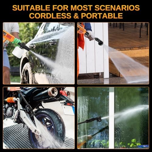 Cordless Pressure Washer Battery Powered 1060 PSI Compatible with Makita Battery, Portable Power Washer for Cars 5000mAh Brushless Motor & 2.5 GPM High-Pressure Washer, 6-in-1 Nozzle, LCD Screen 5