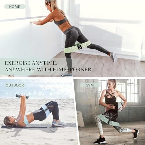 HIMESPORNER Wide Fabric Resistance Bands for Working Out, 3 Level Non-Slip Exercise Booty Bands for Women & Men Leg and Glutes with Hair Ties and Tape Measure - for Home Gym Workout, Yoga, Pilates 5