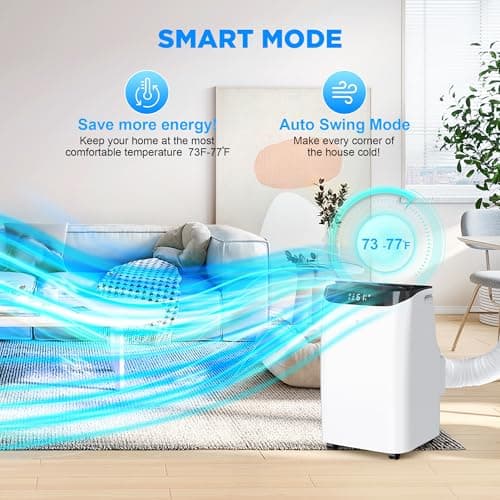 Humhold 12000 BTU Portable Air Conditioners with Remote Control, 3-in-1 Free Standing Cooling AC Unit with Fan & Dehumidifier, Cools Room up to 500 sq.ft, Smart/Sleep Mode,3 Speed,24H Timer,Window Kit 8