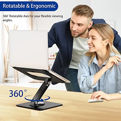 BESIGN LSX7 Laptop Stand with 360 Rotating Base, Ergonomic Adjustable Notebook Riser Holder Compatible with Air, Pro, Dell, HP, Lenovo More 10-15.6" Laptops (Black) 7