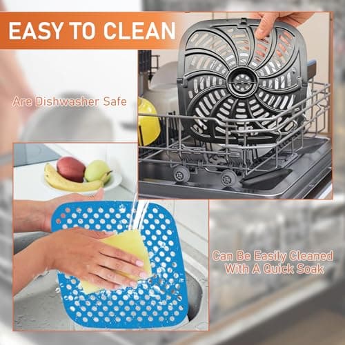 Upgraded Air Fryer Replacement tray with silicone liner set for Chefman TurboTouch Easy View Air Fryer 8 QT - Food Grade Non-Stick Air fryer Grill Pan With Rubber Bumpers,Dishwashers 6