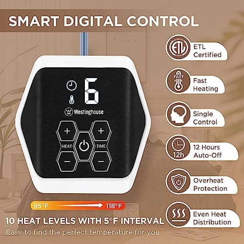 Westinghouse Heated Blanket Twin Size, Soft Flannel to Sherpa Electric Blanket with 10 Heating Levels, 1-12 Hours Auto Shut Off, Fast Heating, Machine Washable, 62x84 Inch, Beige 7