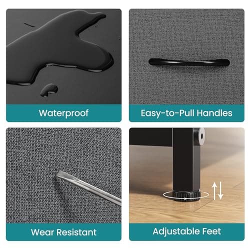 OLIXIS Dresser for Bedroom with 5 Drawers, Wide Chest of Drawers, Fabric Bedroom Dresser with Drawer Organizers, Storage Organizer Unit with Fabric Bins for Closet, Living Room, Hallway, Grey 6