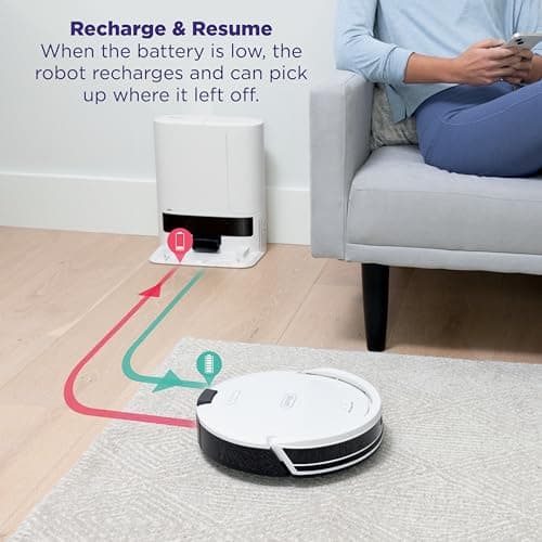 Shark Navigator Robot Vacuum with Bagless 30-Day Capacity Self-Empty Base, Powerful Suction, SmartPath Navigation, Self-Cleaning Brushroll, for Carpets & Hard Floors, White, AV2110S 8