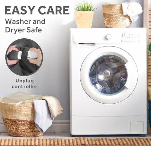 Sunbeam Royal Ultra Fleece Heated Electric Blanket Full Size, 84" x 72", 12 Heat Settings, 12-Hour Selectable Auto Shut-Off, Fast Heating, Machine Washable, Warm and Cozy, Pebble 8