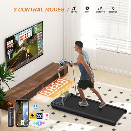 Incline 2 in 1 Under Desk Walking Pad Treadmill for Apartment Office Home,265+ lbs Capacity & Voice Controlled Smart Treadmills 2.5HP Quiet Running Jogging Machine Works with ZWIFT KINOMAP 5