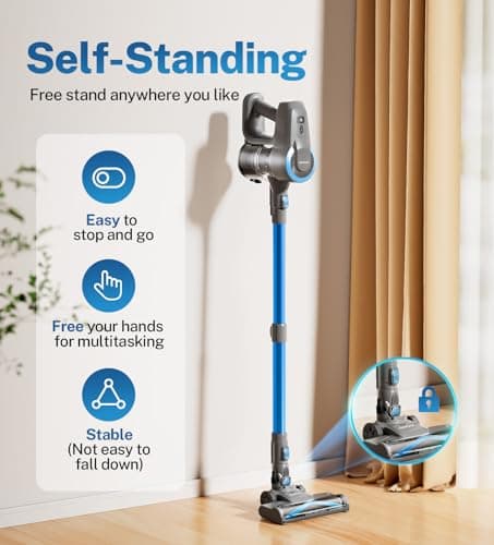 DEVOAC Cordless Vacuum Cleaner, Ultra-Lightweight Stick Vacuum, 2200mAh Battery Up to 40mins Runtime, 6 in 1 Powerful Handheld Vacuum for Home Hard Floor Carpet Pet Hair (Sea Blue) 6