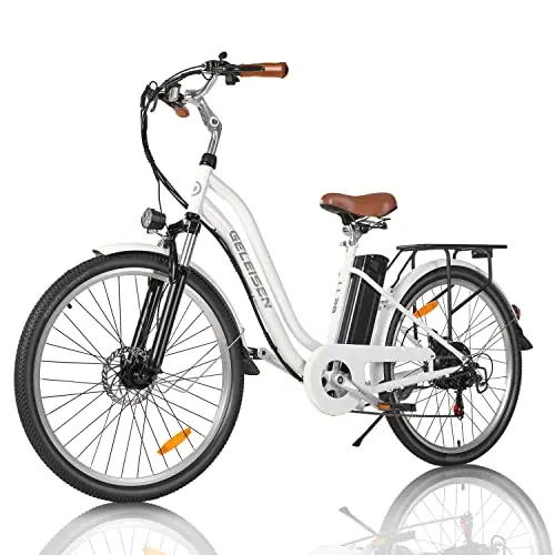 Electric Bikes for Adults, 1000W Peak Electric City Cruiser 25Mph Step-Thru Electric Bicycle, 48V 696Wh/36V 450Wh Removable Battery, 26" Ebikes for Adults, Professional 7-Speed(Fits for 5.2Ft-6.3Ft)