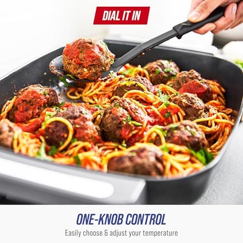 Blue Diamond 7QT 5-in-1 Extra Large Electric Skillet, Healthy Ceramic Nonstick Interior, Non-Toxic PFAS-Free, Temperature Control, Stay Cool Handles, Easy Clean, Graphite 6