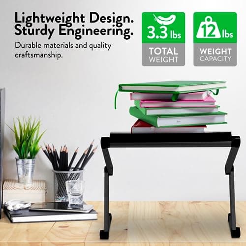 Uncaged Ergonomics Adjustable Book Holder, Tablet & Laptop Stand, Aluminum Portable Reading Stand for Textbooks & Cookbooks, Recipe Holder for Kitchen Counter, Black 5