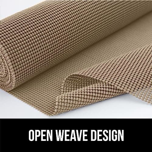 GORILLA GRIP powerGRIP Drawer Shelf and Cabinet Liner, Thick Strong Hold, Non-Adhesive Liners Protect Kitchen Cabinets and Cupboard, Bathroom Drawers, Easy Install, Breathable Mat, 12" x10', Beige 7