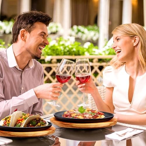 FoldTier 2 Sets Cast Iron Skillet Set 10.63'' x 6.89'' Fajita Plate Sizzling Pan with Wooden Base Anti Scald Protection Removable Handle for Restaurant Kitchen Cooking Accessory BBQ Party 5