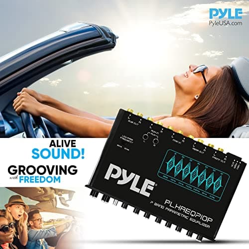 Pyle 7 Band Parametric Equalizer - 7 Volt RMS Pre-Amp Output with Subwoofer Gain Control, and 3 Input Sources Selectable, Blue Light Illumination 6