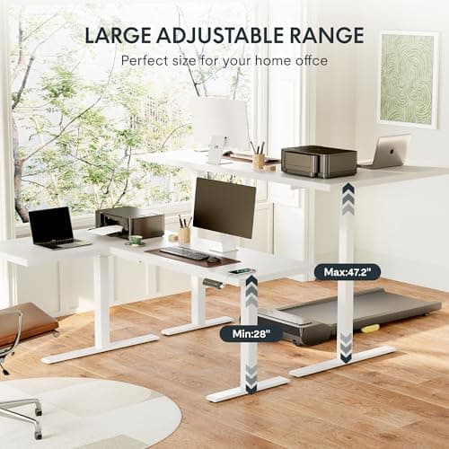 SANODESK 63-Inch Large Dual Motor L-Shaped Electric Height Adjustable Standing Desk - Reversible Panel - White Top/White Frame - Ideal for Gaming, Home Office or Computer Workstation 7