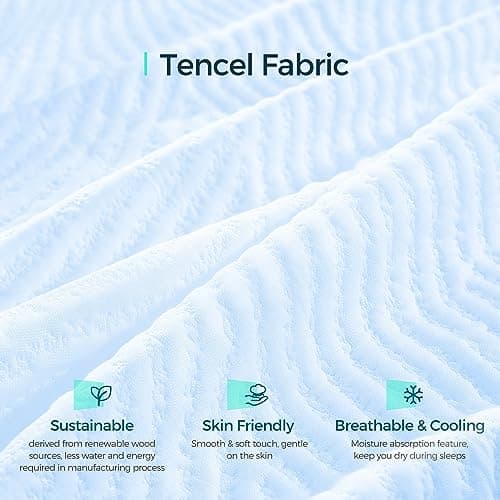 LINSY LIVING Twin Mattress Topper, 3 Inches Dual Layer Firm Memory Foam for Pressure Relief, Removable and Washable Tencel™ Cover, Adjustable Straps, CertiPUR-US Certified, Oeko-TEX, Twin Size 4