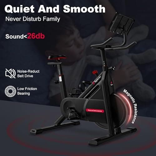 Exercise Bike with Exclusive App, Stationary Bikes for Home, Silent Belt Drive, Adjustable Resistance and Comfortable Seat Cushion Indoor for Home Cardio Workout 6