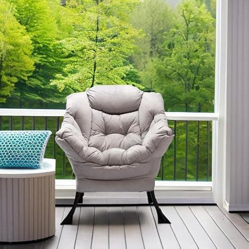 HollyHOME Lazy Chair with Armrest and Side Pocket, Comfy Accent Lounge Chair,Leisure Sofa Armchair for Living Room, Bedroom, Dorm, or Small Spaces, Oversized Reading Sofa Chair,Textured Grey 5