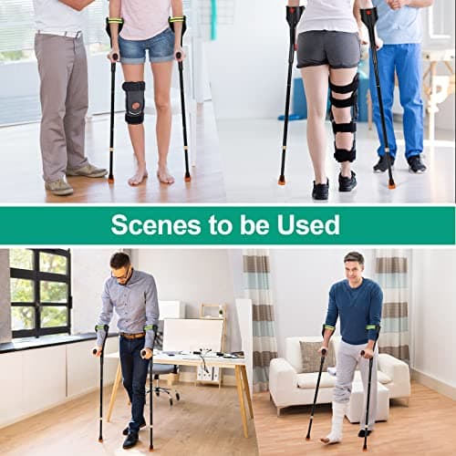 Elorgzem Pair Forearm Crutches, Ergonomic Folding Forearm Crutches for Adults with Anti-Dorp Cuff, 10-Level Adjustable Height, Suitable for Adults with Leg Injury (1 Pair - Red Handle) 7