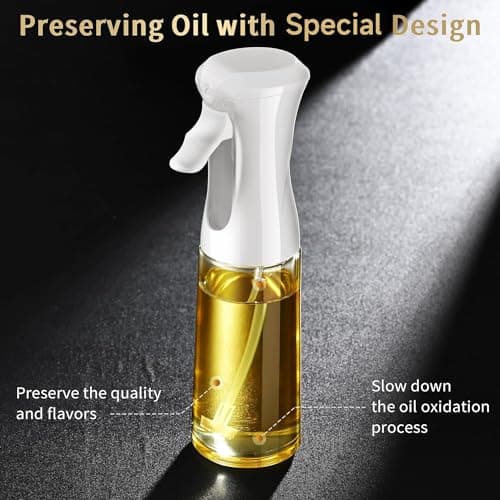 Oil Sprayer for Cooking- 200ml Glass Olive Oil Sprayer Mister, Olive Oil Spray Bottle, Kitchen Gadgets Accessories for Air Fryer, Canola Oil Spritzer, Widely Used for Salad Making, Baking, Frying,BBQ4 7
