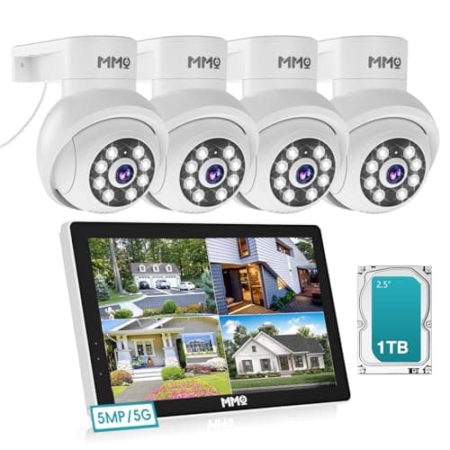 【Wireless Pro, 3K &10CH】5MP Security Cameras Wireless Outdoor with 10.1" LCD Monitor, 4PCS WiFi PTZ Security Cameras with 4K NVR for Home Surveillance,1TB HDD, Auto Track, 2-Way Audio,Motion Alert,5G