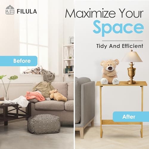 FILULA - Bamboo TV Tray Table - Convenient TV Tables for Eating and Working from Home - Stylish TV Dinner Table for Couch That Slide Under - TV Trays - C Table (C-Shape) 7