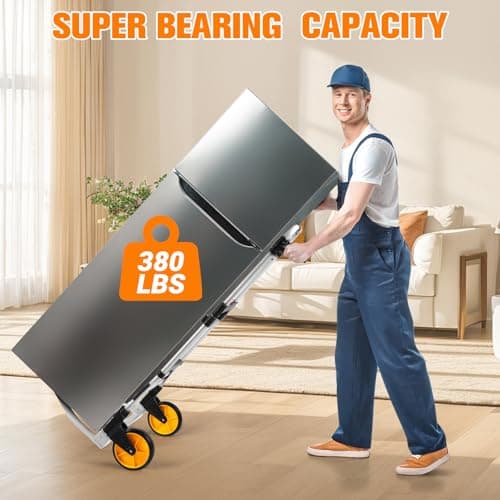 380 LB Capacity Folding Hand Truck Heavy Duty Foldable Dolly Cart with Wheels, Aluminum Collapsible Hand Cart Portable Trolley Dolley with Telescoping Handle for Moving Use Gorpuire 5