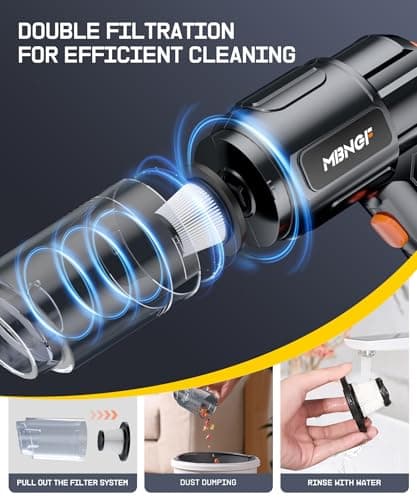 MBNGF Car Vacuum Portable Cordless, 35000PA High Power Suction & Blower, Wireless Handheld Vacuum Cleaner for Car, Home, Office, Pet(Abyssal Black) 5