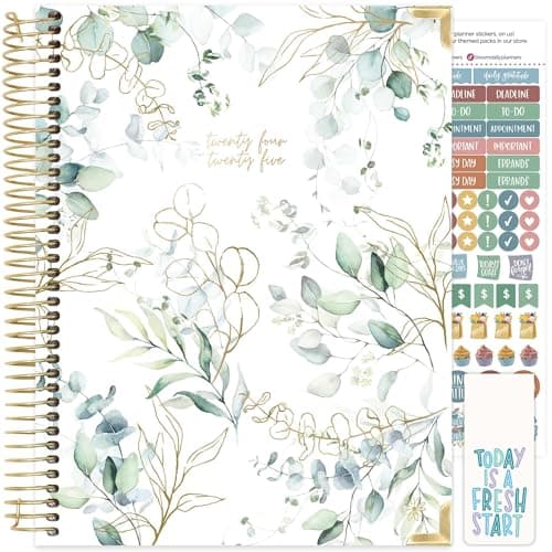 HARDCOVER bloom daily planners 2024-2025 (8.5" x 11") Academic Year Day Planner (July 2024 - July 2025) - Passion/Goal Organizer - Monthly & Weekly Inspirational Agenda Book - Eucalyptus, White