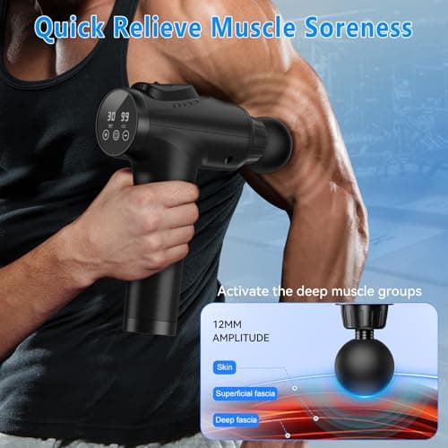 APHERMA Massage Gun, Muscle Massage Gun for Athletes Handheld Electric Deep Tissue Back Massager, Percussion Massage Device for Pain Relief with 30 Speed Levels 9 Heads Black 6