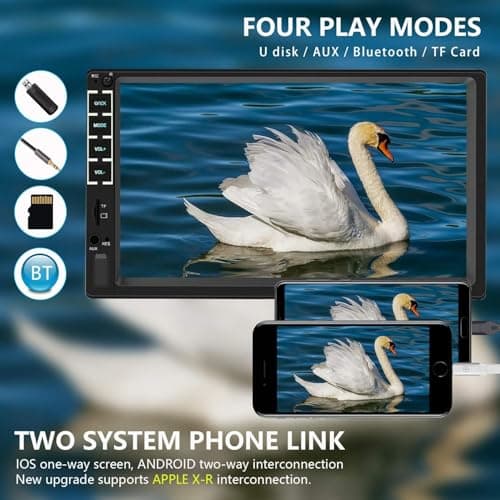 7" Car Stereo Double Din Touch Screen Car Radio Audio Receiver FM Radio Bluetooth Video Remote Control MP5/4/3 Player Android Phone Mirror Link USB/SD/AUX Hands Free Calling with Camera 5