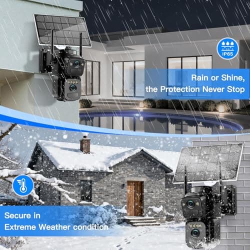 BEZOMIZ 4K Solar Security Cameras Wireless Outdoor, 5GHz/2.4GHz WiFi 360° PTZ Cameras for Home Security with Dual Lens, 2 PIR Motion Detection, Siren, Color Night Vision, 2-Way Talk, IP66 6
