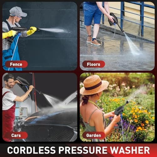 Cordless Pressure Washer,Cordless Power Washer Battery Powered,21VH Battery Pressure Washer for Car and Courtyards(Attention:The Factory Inspection Will Be Left a Little Water,Does not Affect The Use) 7