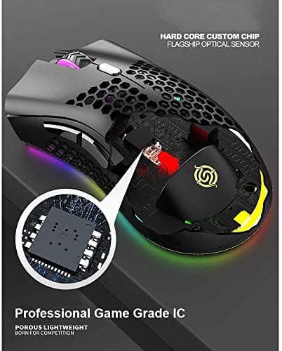 Attoe Lightweight Gaming Mouse, RGB Backlight Wireless Gaming Mouse with USB Receiver, Rechargeable Computer Mouse for Laptop PC (Black) 5
