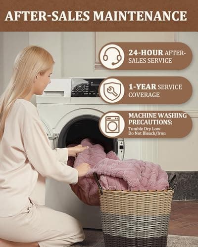 CAROMIO Electric Blanket Full Size - Thick Tufted Sherpa Heated Blanket Full Size with 10 Heat Levels and 10 Time Settings, ETL Certified Machine Washable Fast Heating Blanket Full 72"×84", Dusty Pink 8