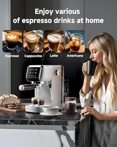 AMZCHEF Espresso Machine 20 Bar – Professional Coffee Maker with Milk Frother, Adjustable Temperature & Pressure, Compact Stainless Steel Espresso Maker for Cappuccino, Latte, Mocha, 44oz Water Tank 7
