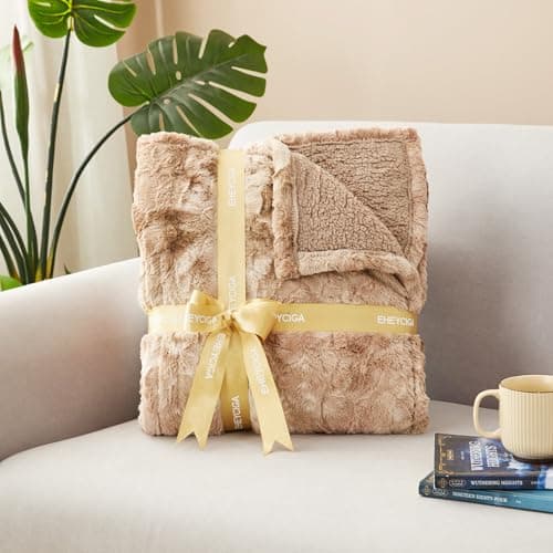 EHEYCIGA Electric Heated Blanket Throw Faux Fur, 10 Hours Auto Shut Off 9 Heating Levels Heating Blanket Throw, Soft Warm Heated Blanket Fast Heating Camel, Faux Fur & Sherpa 6