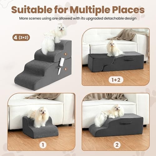 Dog Stairs, 4-Tiers Steps Ramp High Bed41 6